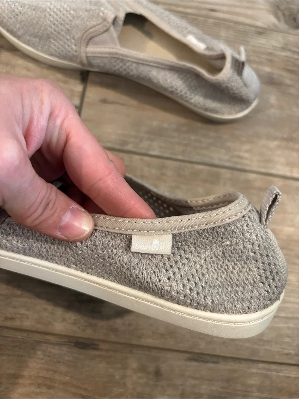 Sanuk Women's Slip-On Knit Sneakers - Light Beige - Picture 5 of 8